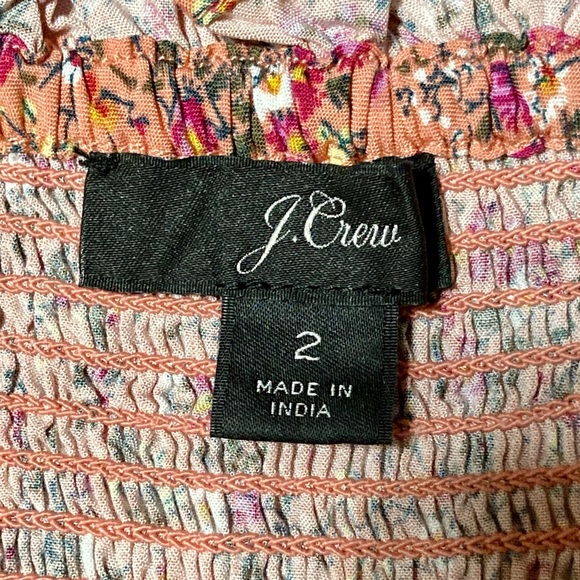 J. Crew Puff Sleeve Peasant Mini Dress in Soft Rayon, Peach Multi Floral, Size 2 - Picture 9 of 11